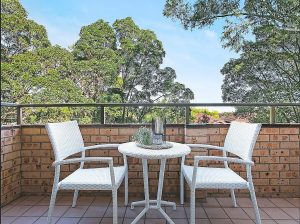 Private balcony with outdoor seating and leafy outlook at 6/4 Alma Street, Hurstville NSW